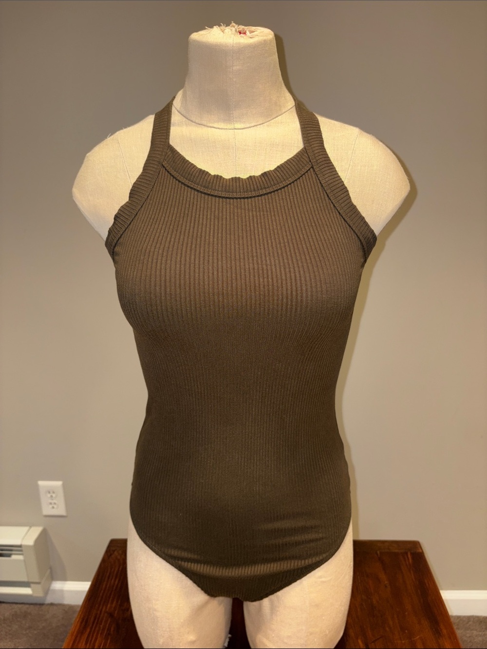 LOFT Ribbed Halter Racerback Bodysuit Size XS